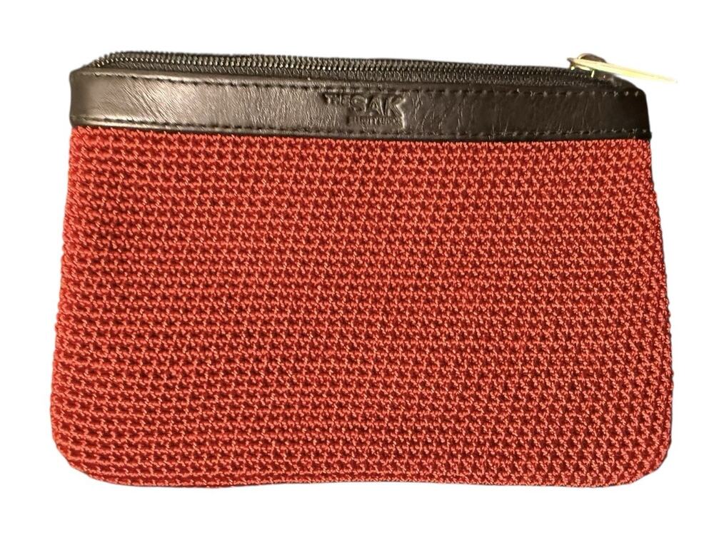 Clutch by The Sak Originals Bag Leather TrimRed Woven Crochet bag makeup bag Red